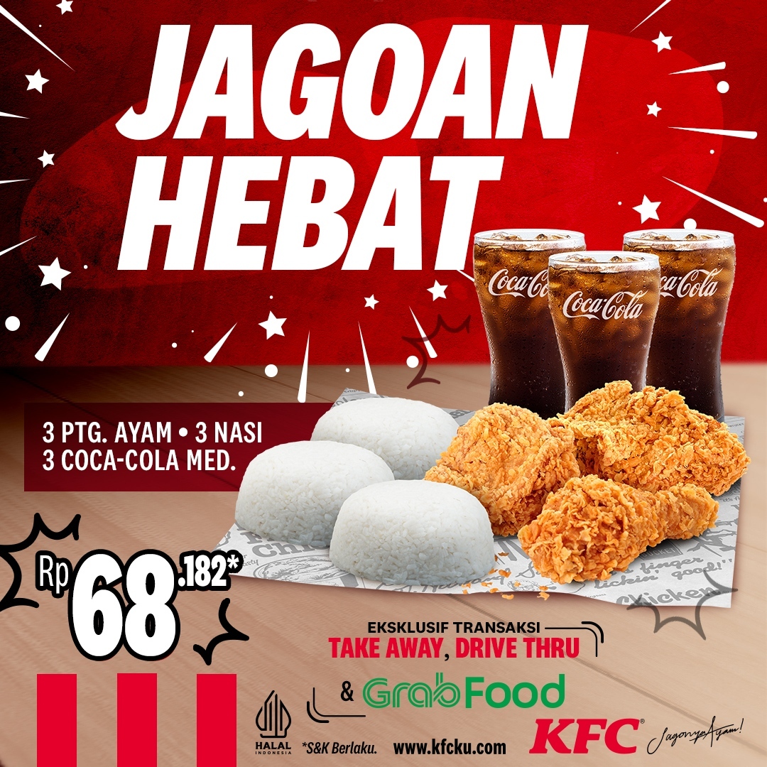 PROMO KFC JAGOAN HEBAT - Paket BERTIGA cuma Rp. 68RIBUAN aja