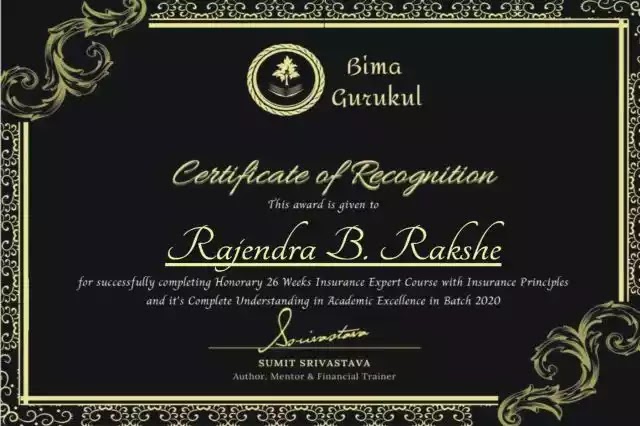 04 LIC Agency Certificate of Mr Rajendra Rakshe