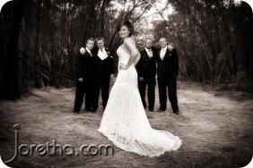 Bride with her groom, her brothers and brother in law at Galagos