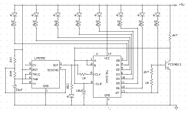 8 LED  BERJALAN  RUNNING LED  WITH 74LS164 SHIFT REGISTER 