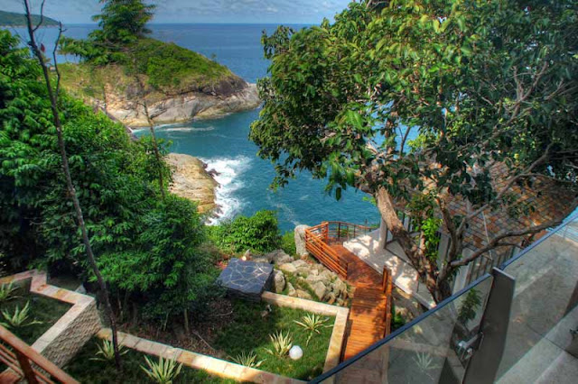 Terraces and balconies down the cliff 