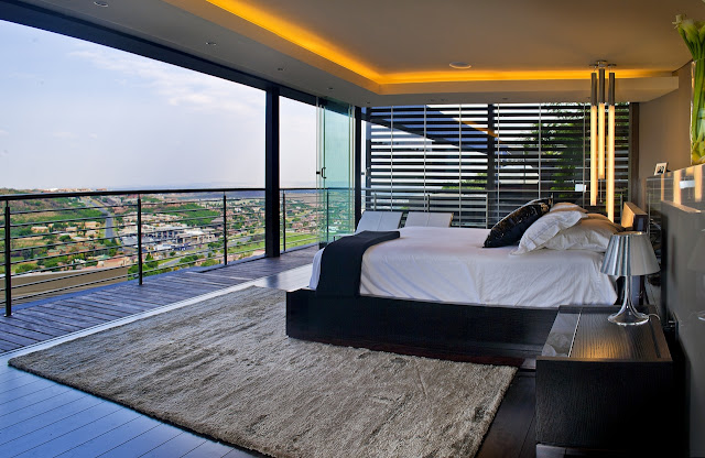Picture of the modern bedroom and the view