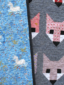 Fancy Fox quilt made with jelly roll and Essex denim
