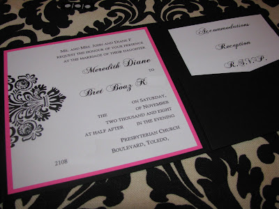 Black Pink and Damask my favorite Labels wedding inviations