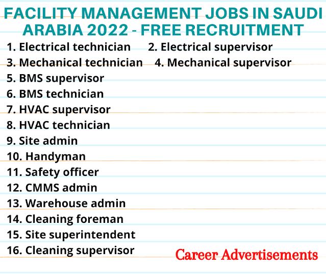 Facility Management jobs in Saudi Arabia 2022 - Free recruitment