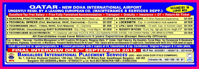 Urgently Required For New Doha International Airport Qatar