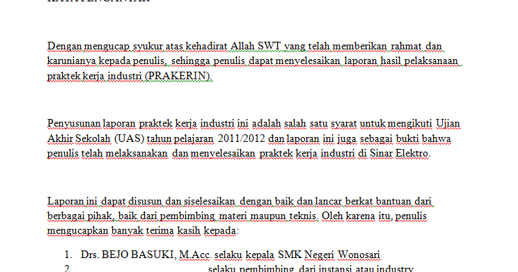 DIJAVA: Contoh Kata Pengantar Laporan