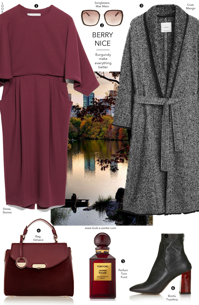Autumn is made for burgundy hues and velvety textures of suede and wool. And here is a visual proof and, as it happens, a whole mix of trends.  via www.look-a-porter.com style & fashion blog