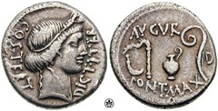 coin pressed with DENARIUS CAESAR HEAD