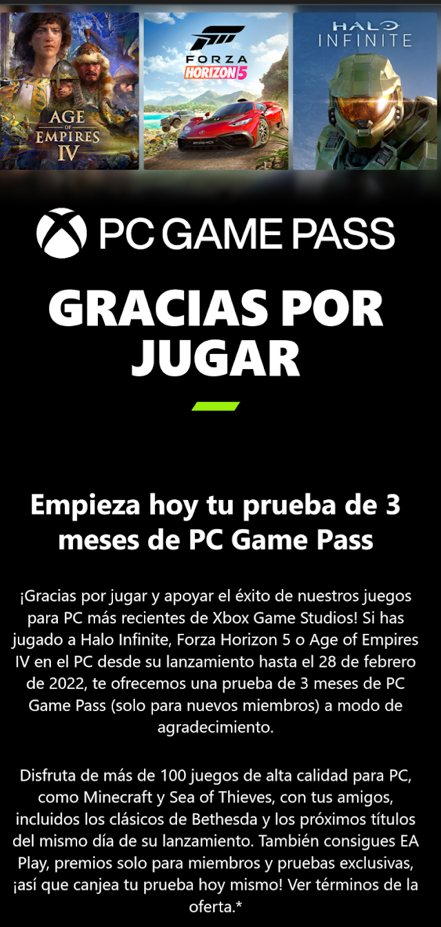 Game Pass PC 3 meses gratis (Requisitos) 