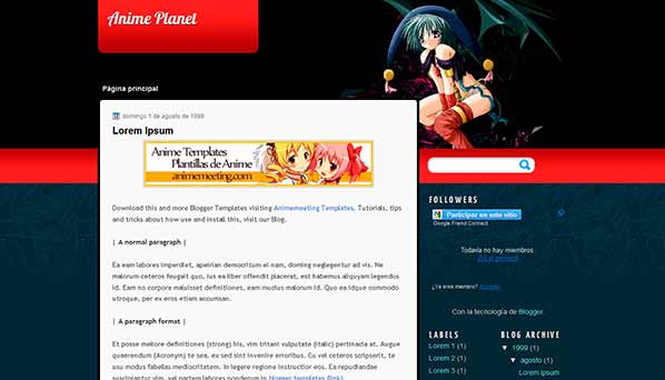 'Anime Plantilla Blogger' Anime Planet Template