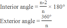 The formula of interior and exterior angle of a regular polygon.