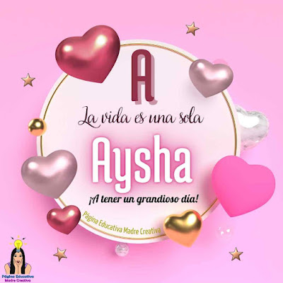 Solapin Nombre Aysha para imprimir gratis - Nombre para descargar