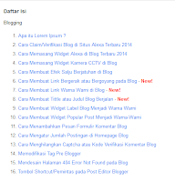 cara membuat daftar isi di blog