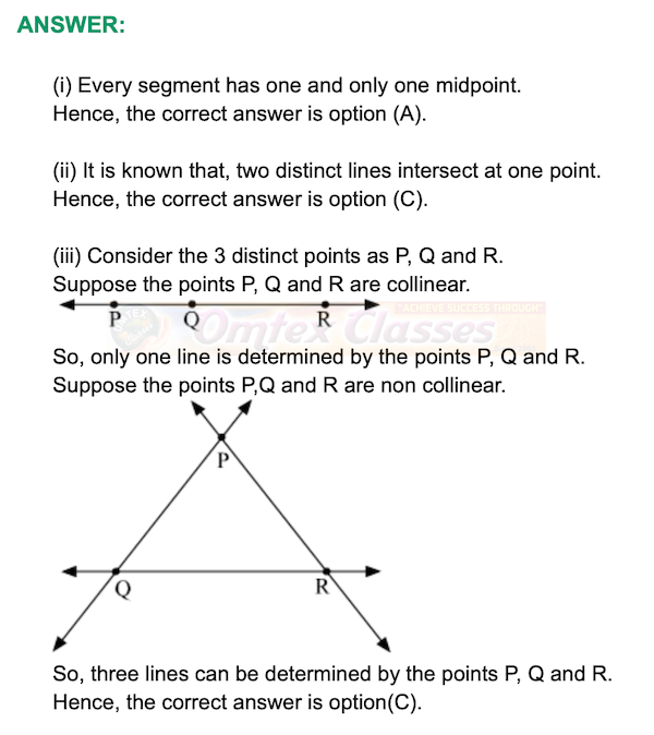 Chapter 1 - Basic Concepts In Geometry, Mathematics Part II Solutions for Class 9 Math, Problem Set No. 1,