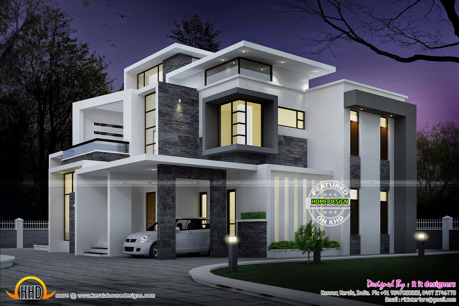 Grand contemporary home design - Kerala home design and floor plans
