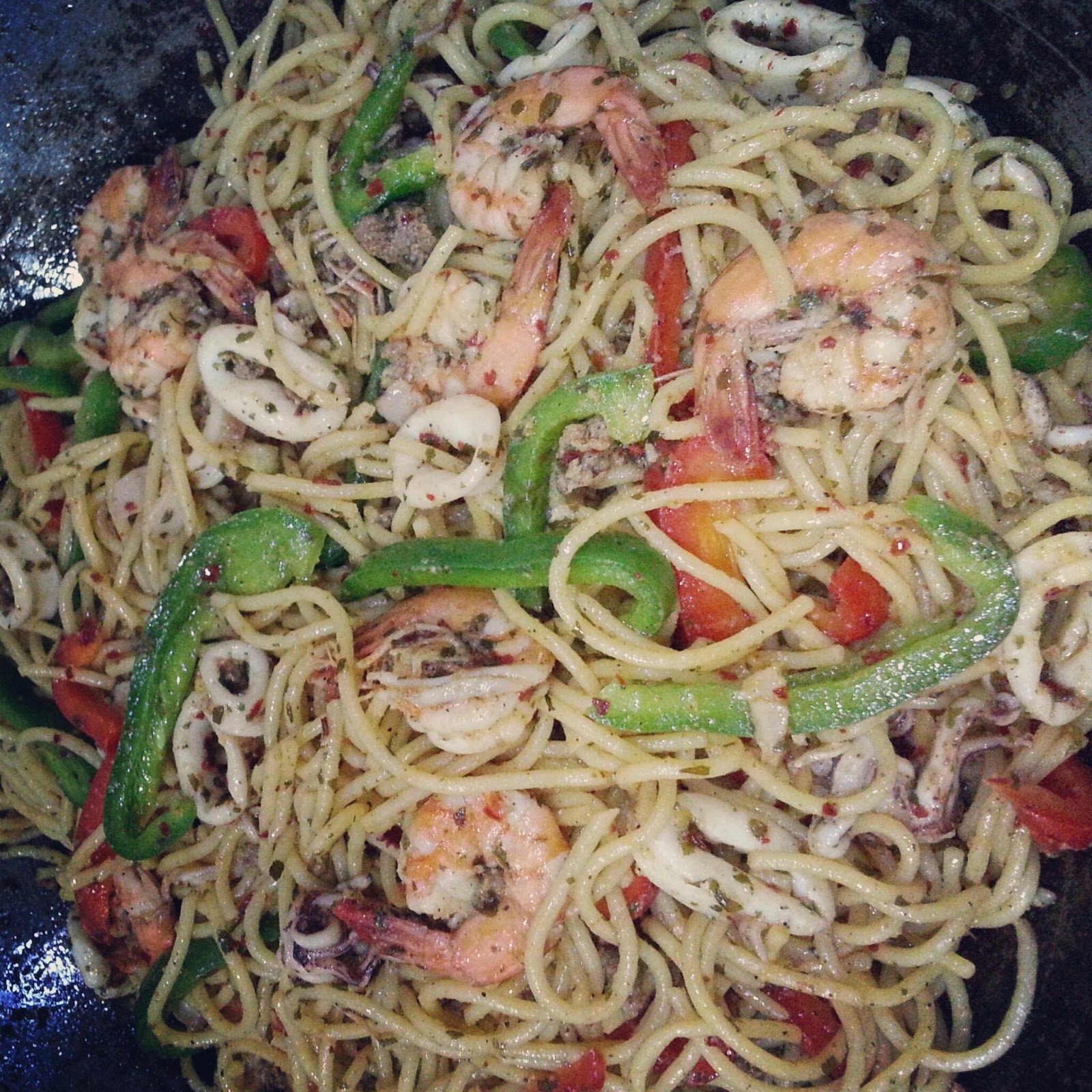 Resepi aglio olio udang pedas