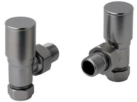 Angled Radiator Valve (Pair) - Brushed Black