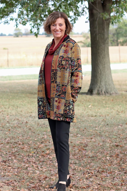 Style Maker Fabrics' Fall 2017 Style Tour - Patchwork Jacquard made into Vogue 9275