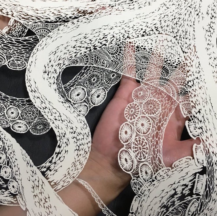 Japanese Artist Cuts Complex Paper Octopus From Single Sheet Of Paper