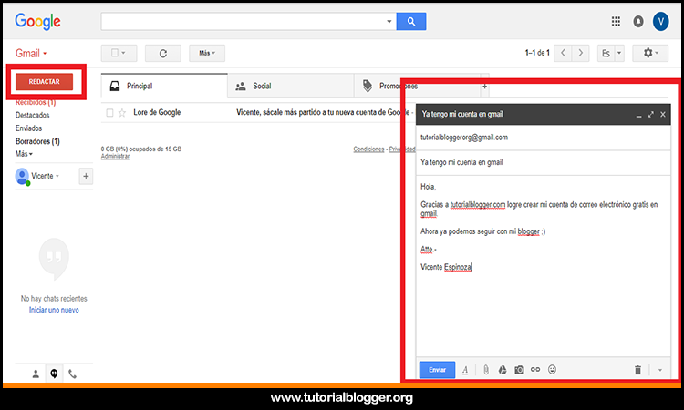 editando un mensaje en gmail