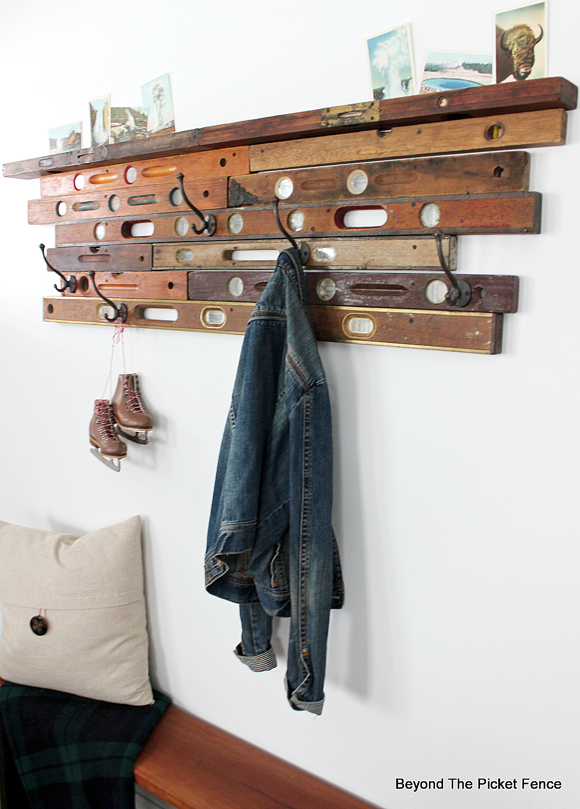 Beyond The Picket Fence: Old Wood Level Entryway Coat Hook and Shelf