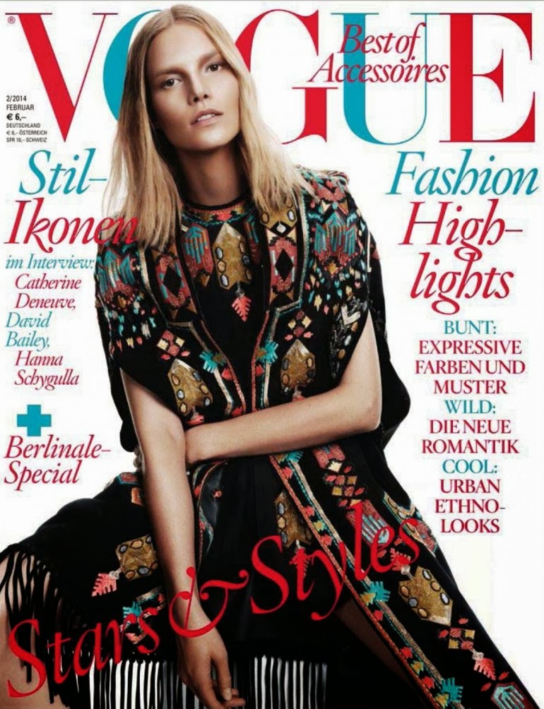 Magazine Cover : Suvi Koponen Magazine Photoshoot Pics on Vogue Magazine Alemanha Fevereiro 2014 Issue 