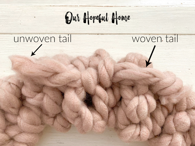 chunky yarn hand knitting tails