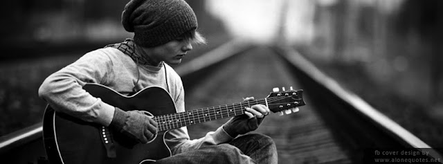 black and white alone boy wit guitar fb covers