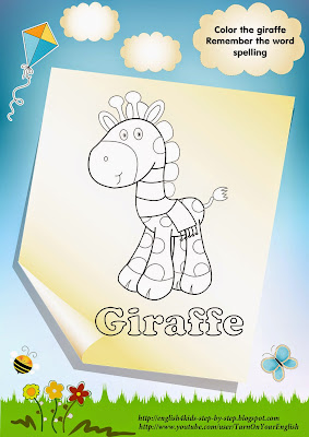 giraffe coloring page, giraffe in the scarf