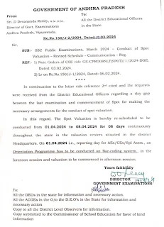 SSC Public Examinations, March 2024 Conduct of Spot Valuation Revised Schedule