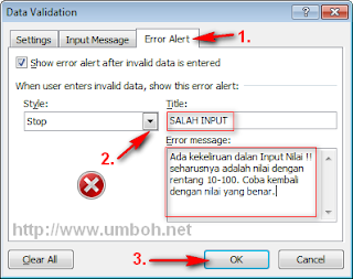 Pengaturan Tab Error Alert Data Validation