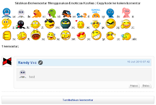 Caranya Memasang Emoticon di Komentar Blog Seperti Di Kaskus