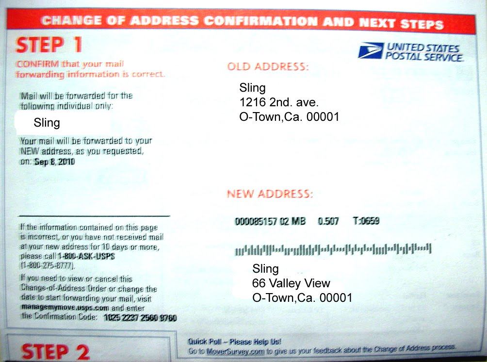 Usps change of address confirmation letter