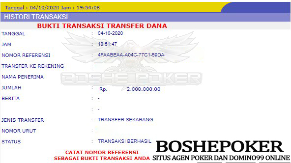 Bukti Kemenangan Member Boshepoker