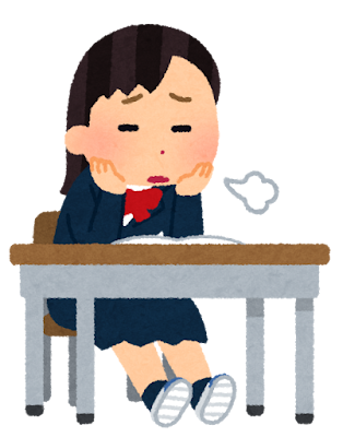 やる気のない中学生・高校生のイラスト（女子）