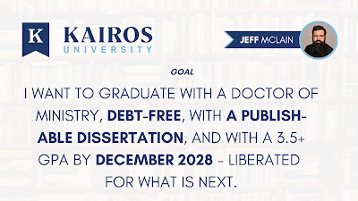 The cost of Jeff McLain Pursuing a Doctor of Ministry Dmin degree at Kairos University.