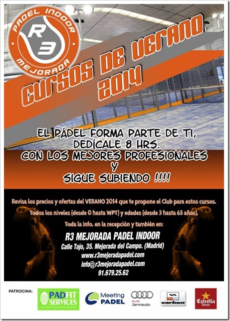 Cursos Pádel 8 horas Verano 2014 en el club R3 Mejorada Padel Indoor, Madrid.