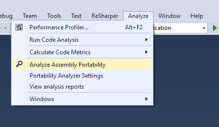 Menú Analyze Assembly Portability