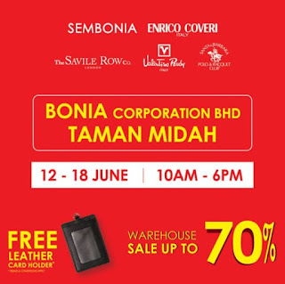 Bonia Group Warehouse Sale at Taman Midah Kuala Lumpur (12 June - 18 June 2017)