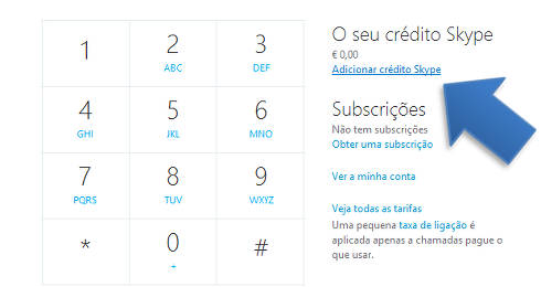 adicionar créditos ao skype