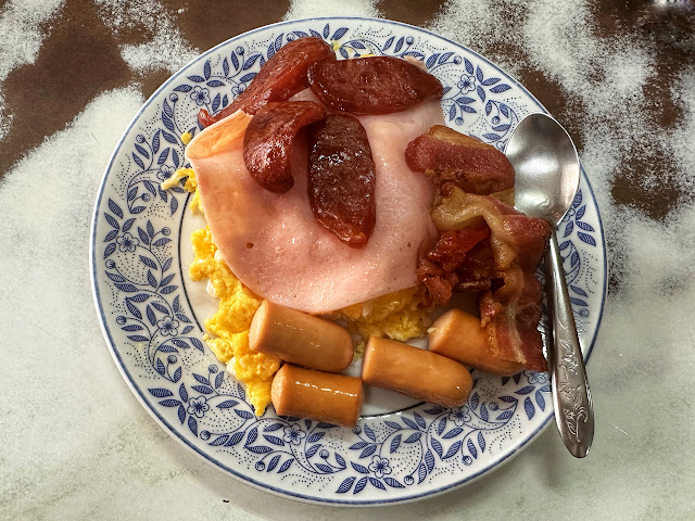 2 eggs + 4 toppings signature breakfast dish at On Lok Yun, Bangkok, Thailand