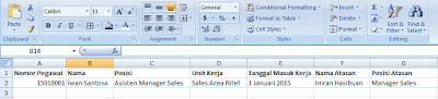 membuat data karyawan di excel