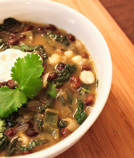 BLACK BEAN, HOMINY AND KALE STEW
