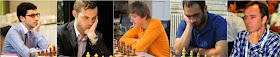Los ajedrecistas Laurent Fressinet, Daniele Vocaturo, Benjamín Gledura, Karen H. Grigoryan y Rodrigo Vásquez Schroder