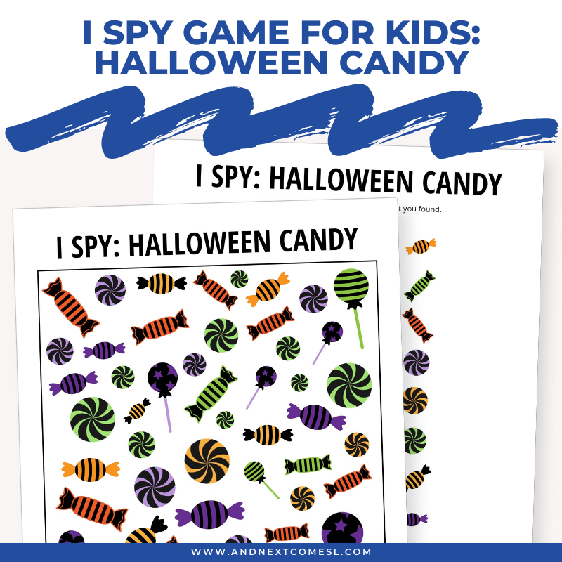 Printable Halloween candy I spy game for kids