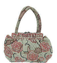 Big Red Rose Beaded Linen Hand Bag