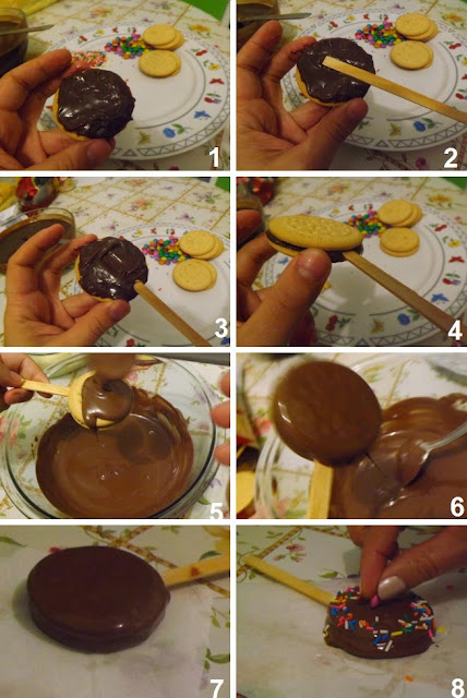 Como fazer Pirulito de bolachas ou biscoito recheado com chocolate ou doce de leite
