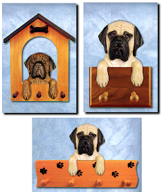 two leash holders and one pegboard with English mastiffs