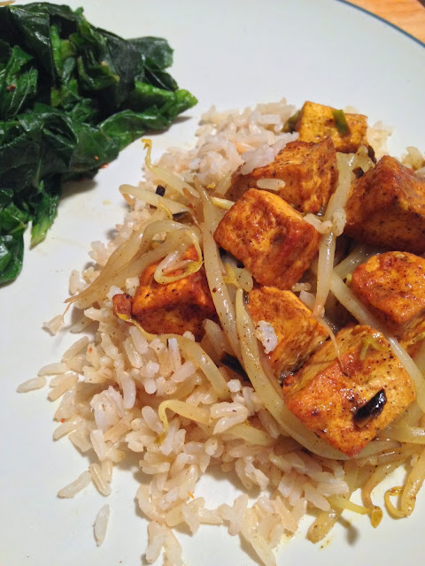 Indian Style Tofu and Bean Sprouts 